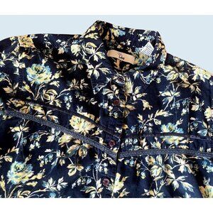 Vintage Ms. LEE 80s / 90s Corduroy Floral Button Down Western Top Shirt Blouse S